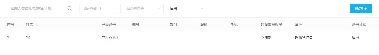 员工账号列表定位待配置员工