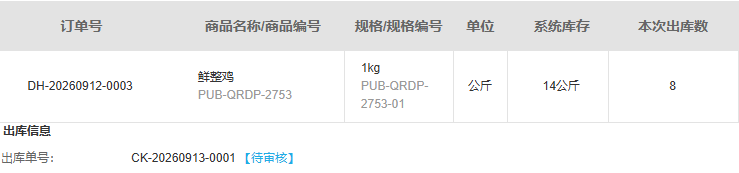 首批八公斤出库单待审核