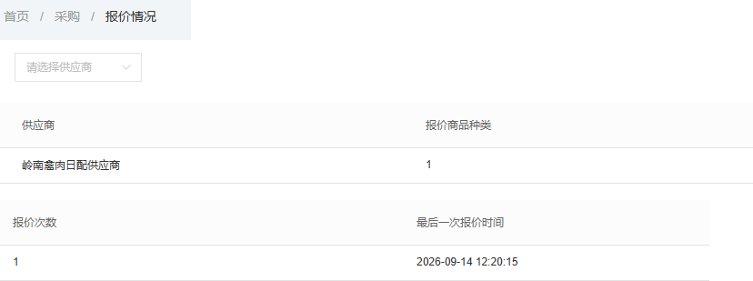 历史PC报价情况供方筛选种类次数最后时间