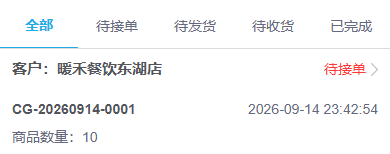 历史原采购待接单卡片,商品数量没有逐项单位。