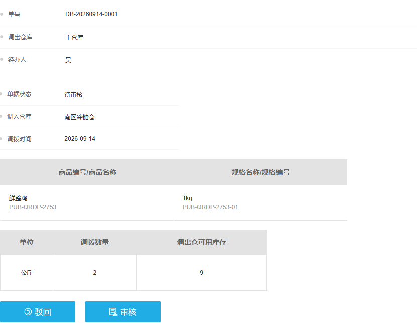 历史PC待审核调拨同号可用九与审核驳回