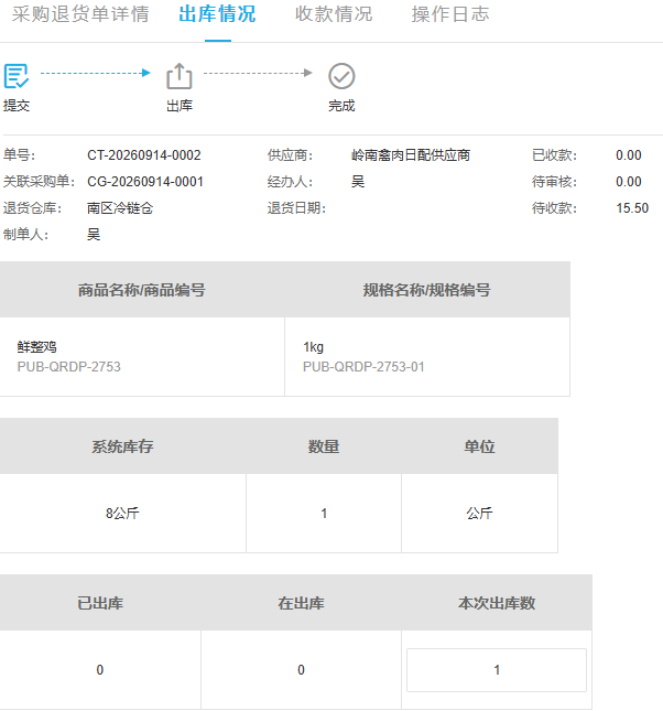 历史退货原号库存八退一已出零在出零