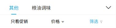 历史其他分类和价格筛选入口,只看促销按钮不代启用状态。