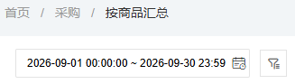 历史采购按商品汇总入口与日期区，本页日期依据是提交时间，非入库或付款日期。