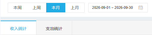 历史PC期间与方向:本月按钮和收入支出切换,不代表当前查询已成功。