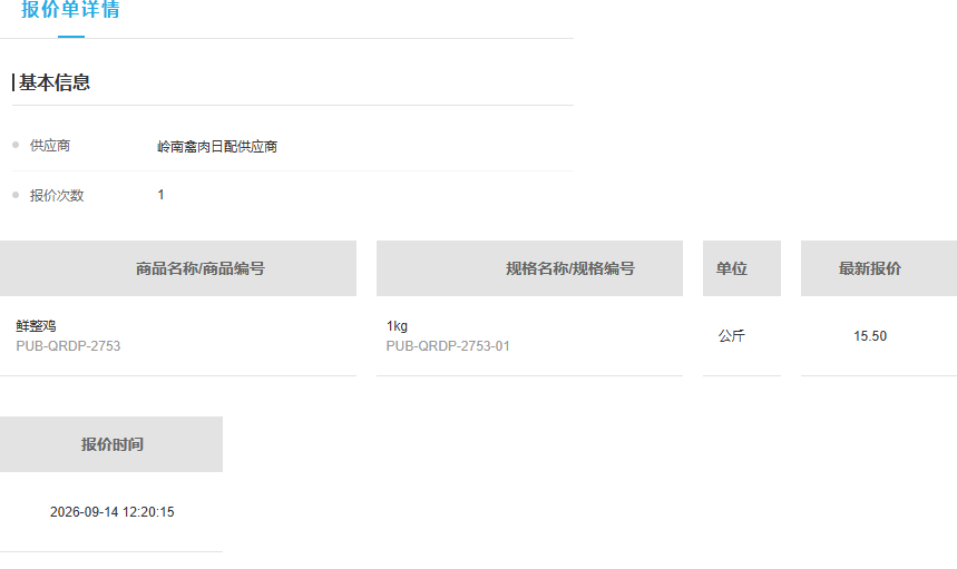 历史PC鲜整鸡供方报价