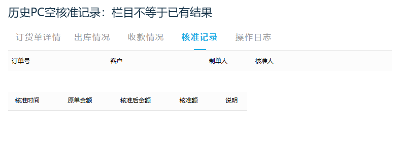 历史PC空核准记录身份与原額新額差额栏目
