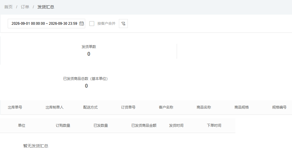 历史PC发货汇总原出库订货单位时间与空结果参考