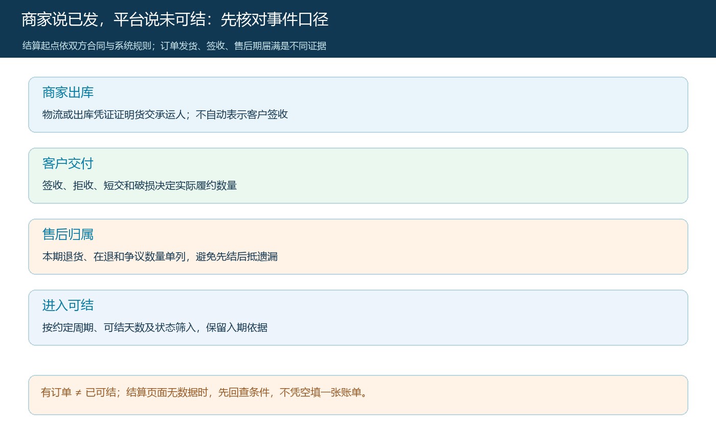 联营商家订单从出库到可结的事件顺序