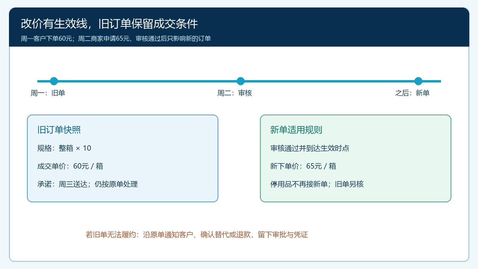 商品变更生效线与存量订单快照关系