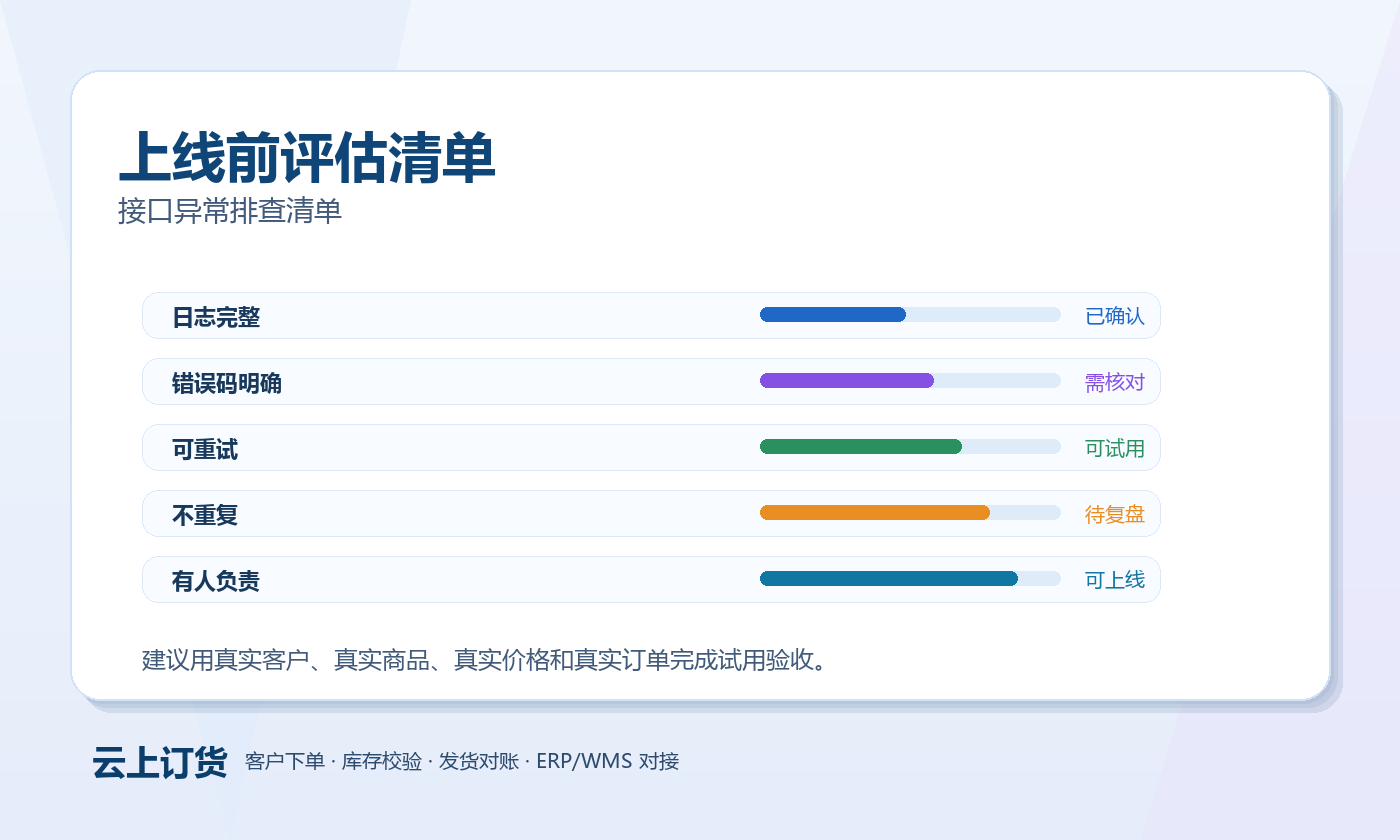 接口异常排查清单 接口异常排查清单评估清单图
