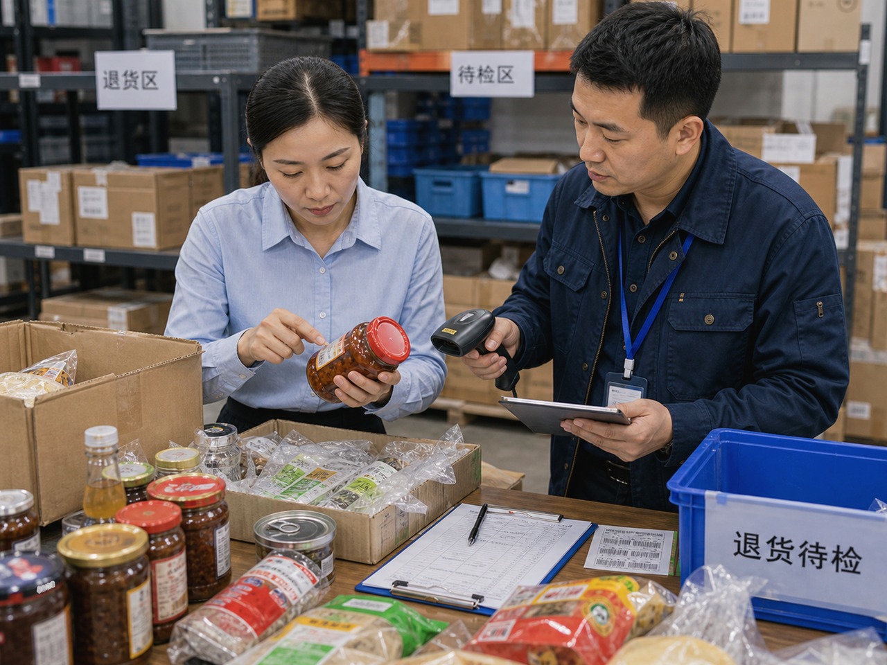 客户采购人员核对差异账单中的退货和收款项目