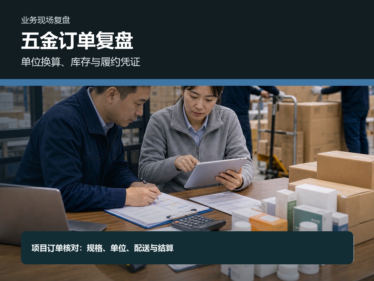 建筑五金真实订单回看：单位换算、库存与履约凭证
