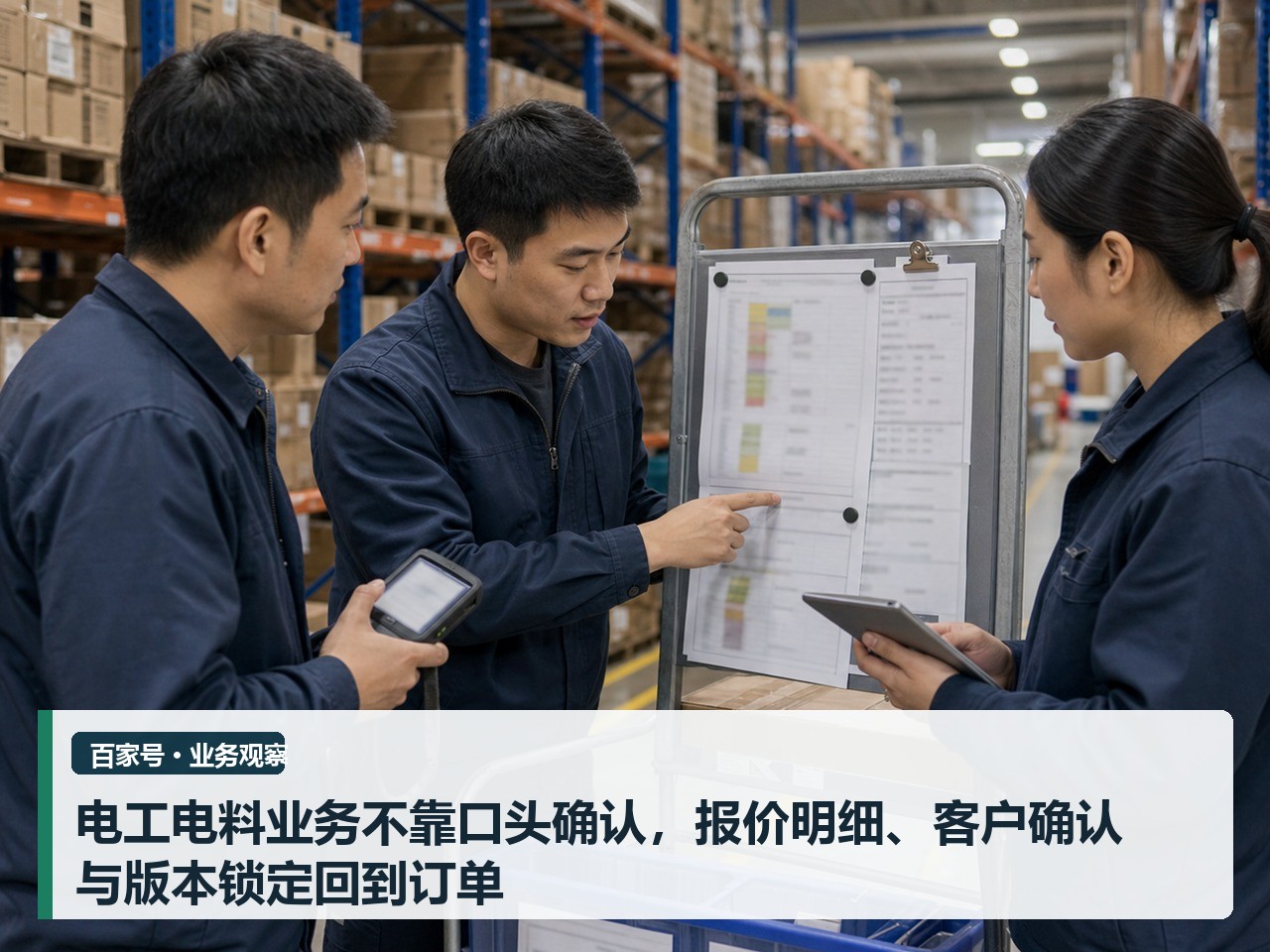 电工电料业务不靠口头确认，报价明细、客户确认与版本锁定回到订单