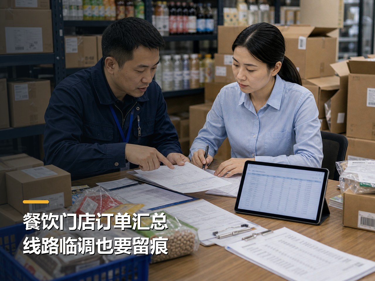 餐饮连锁订单验收：批量订单汇总、线路分拣与临时变更