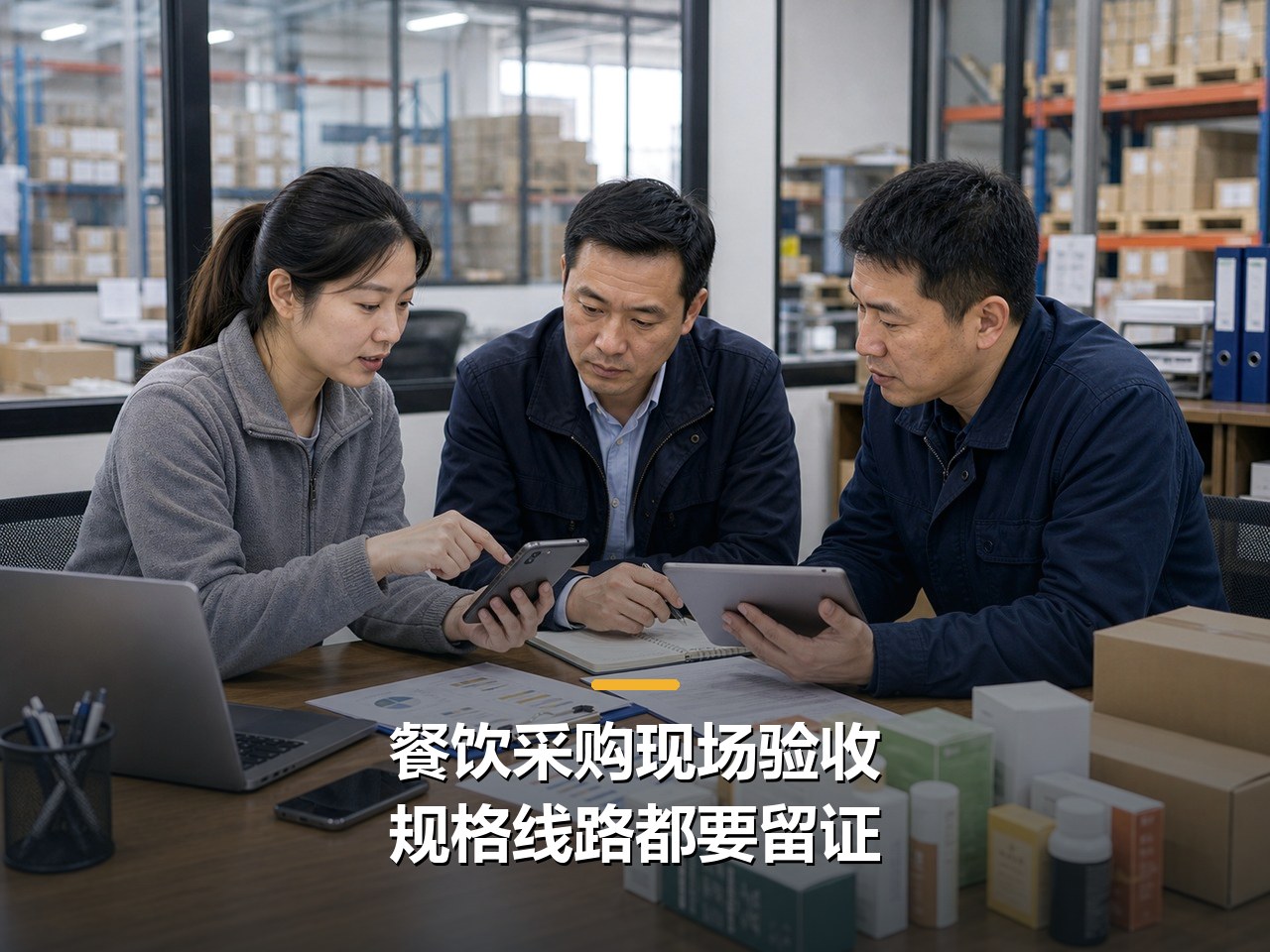 餐饮连锁采购现场，批量订单汇总、线路分拣与临时变更必须留证