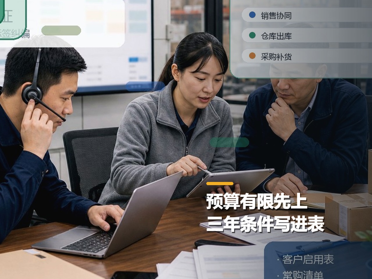 预算有限先上哪些订货功能？三年使用条件要写进表
