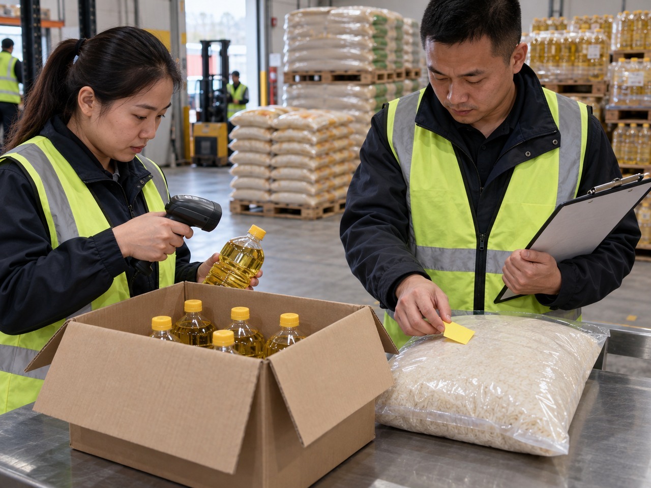 仓库按拆分后的可执行订单准备粮油调料