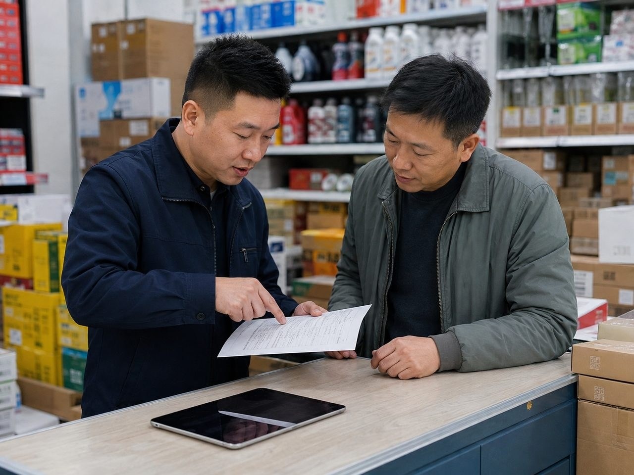 仓库人员整理商品与出库订单