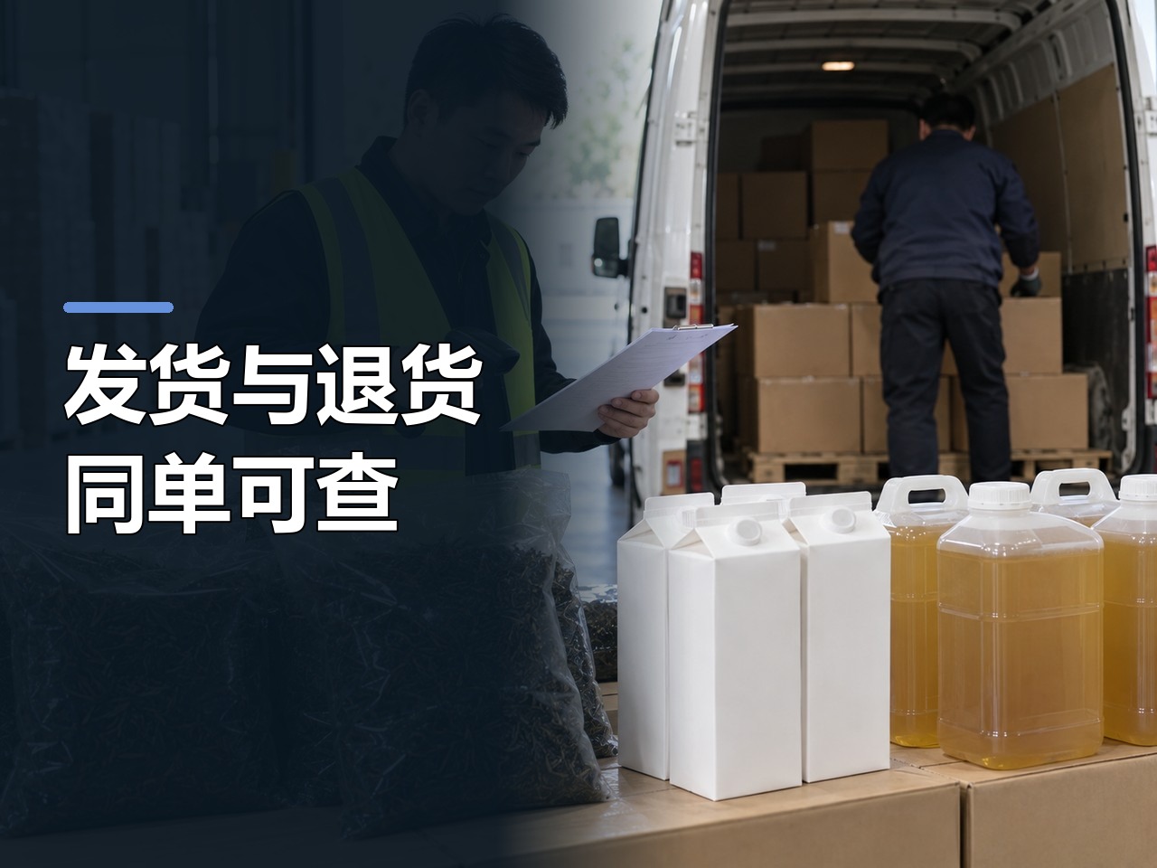 粮油调料：订货系统能查发货进度吗，退货怎么回到对账