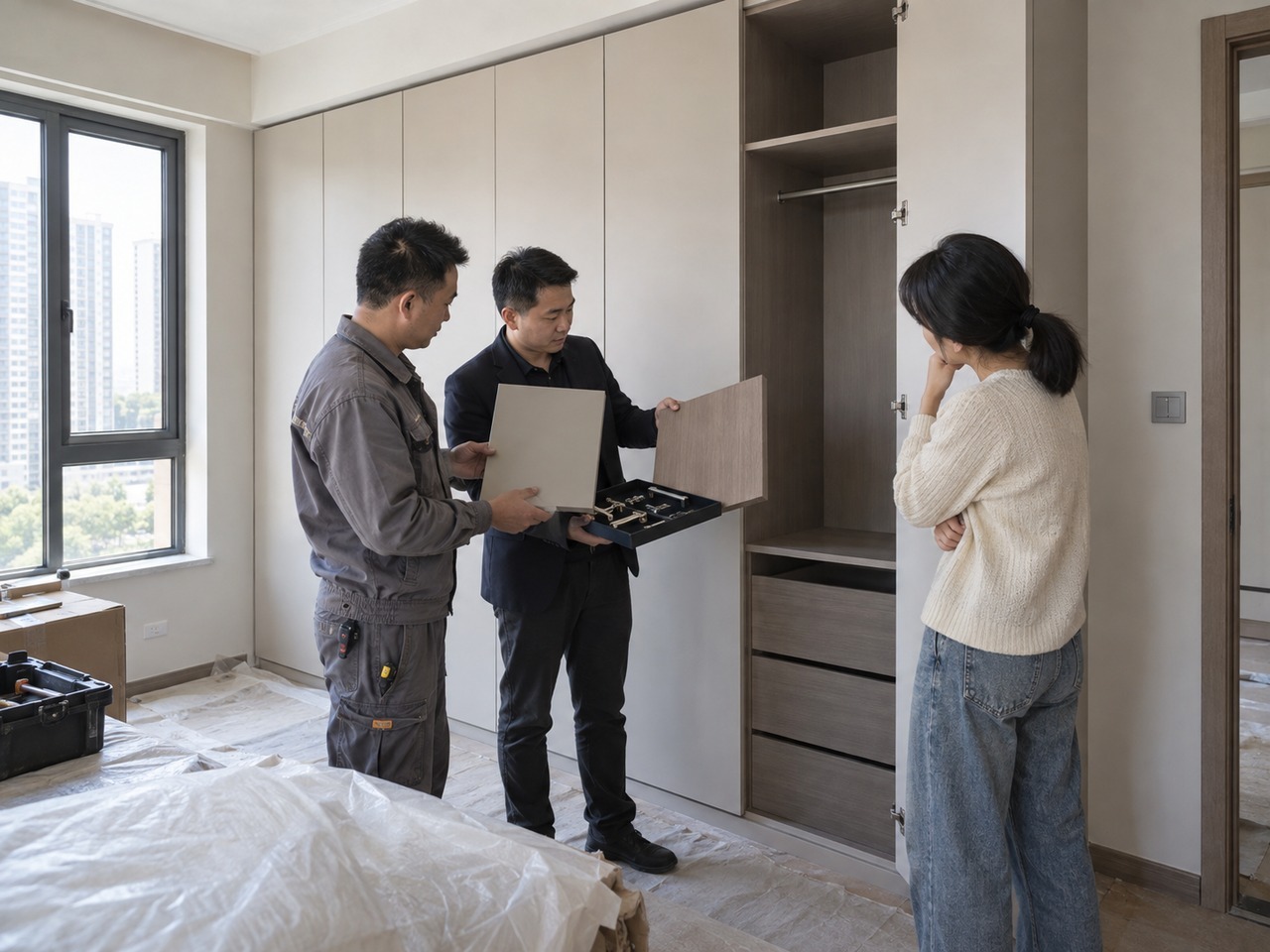 三方核对定制柜体配置进度