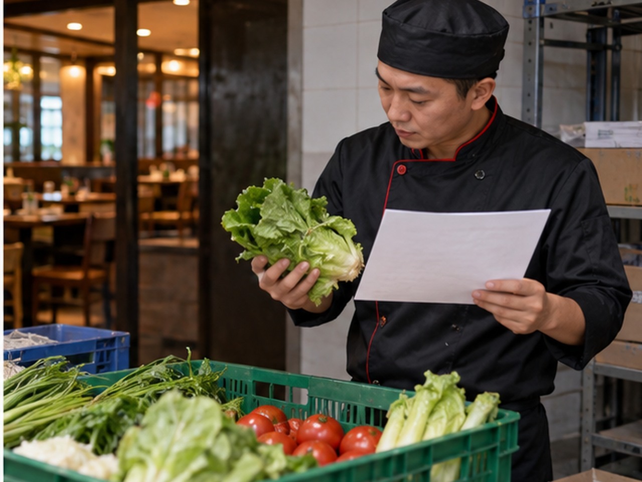 门店人员核对当日食材补货与到货数量