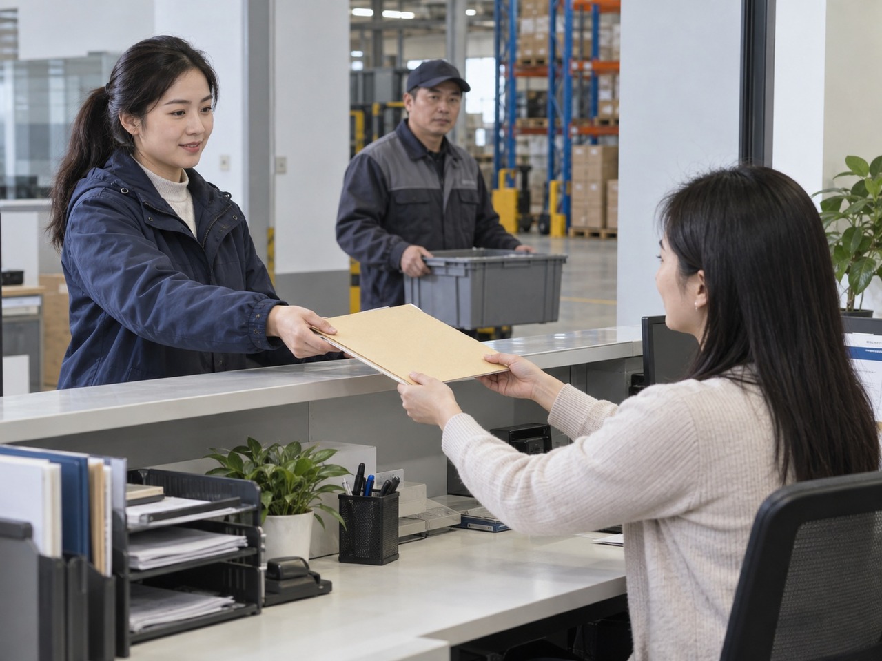 业务人员核对定制包装规格、图稿版本和打样资料