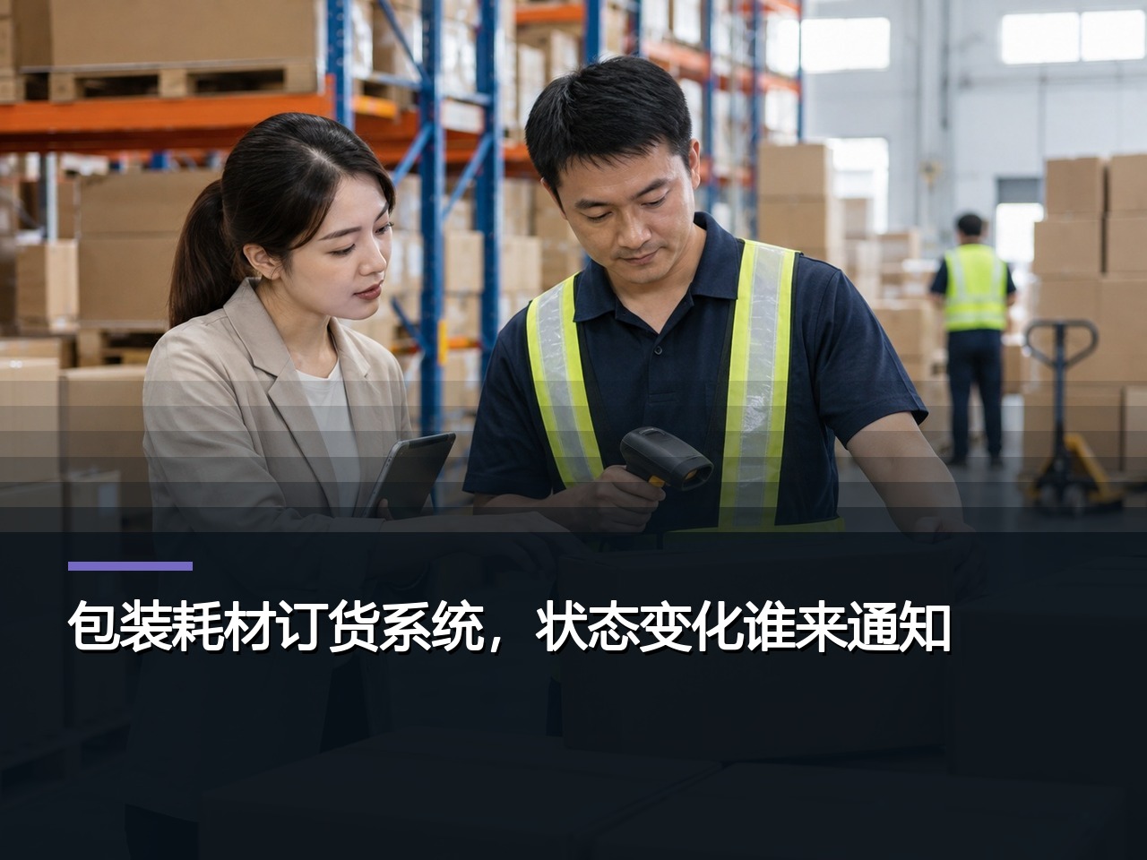 包装耗材订货系统，状态变化谁来通知