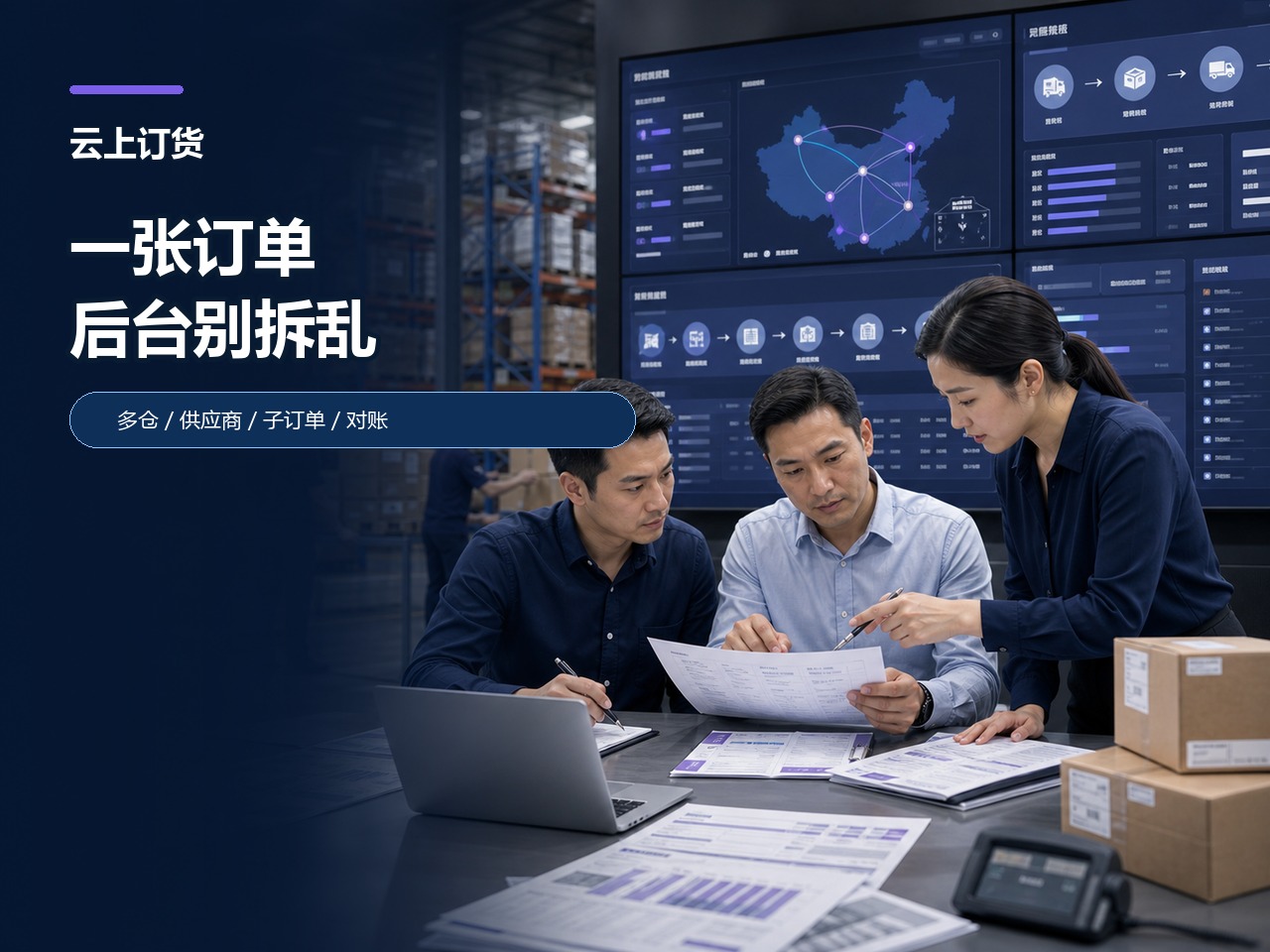 客户只下一张单,内部要拆仓库和供应商时怎么不乱?