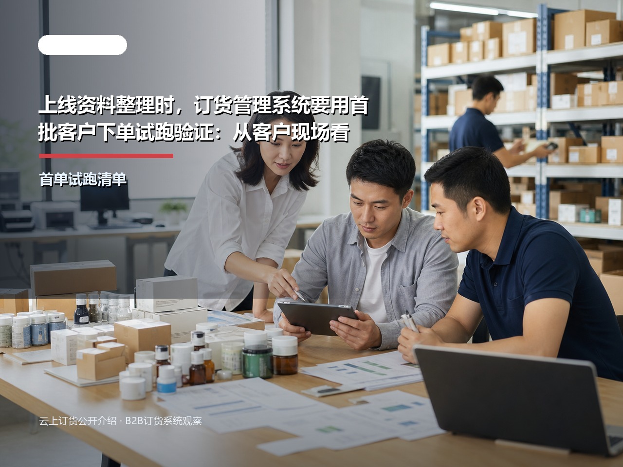上线资料整理时，订货管理系统要用首批客户下单试跑验证：从客户现场看