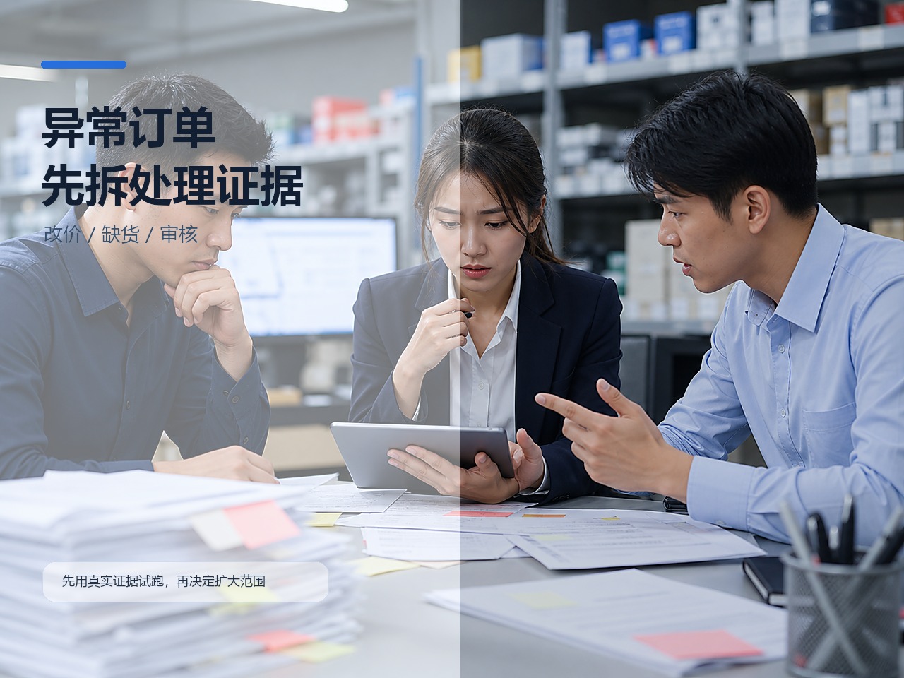 异常订单处理时，手机订货系统怎么把客户价、库存和人工改价说清楚？